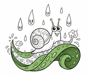 Ślimak i wiosenny deszcz