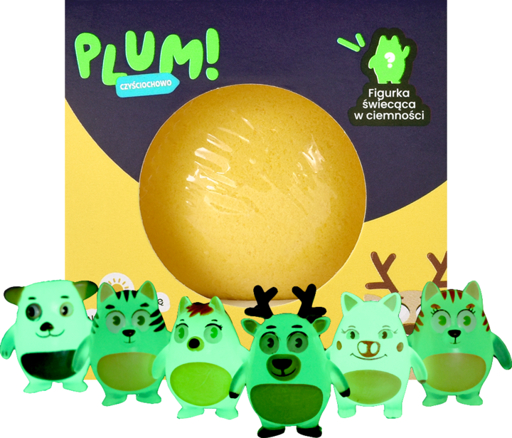 PLUM! CZYŚCIOCHOWO, kula do kąpieli ze świecącą zabawką, Mango, 150 g | Drogeria Rossmann.pl