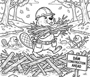 Pracowity bóbr na jesiennej rzece