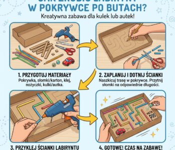 Jak zrobić labirynt dla kulek lub autek w pokrywce od pudełka po butach?