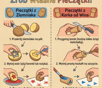 Jak zrobić pieczątki z ziemniaka lub korka od wina?
