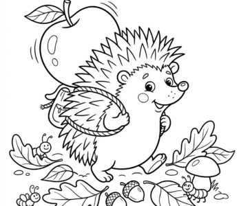 Jeż i jesienne jabłko