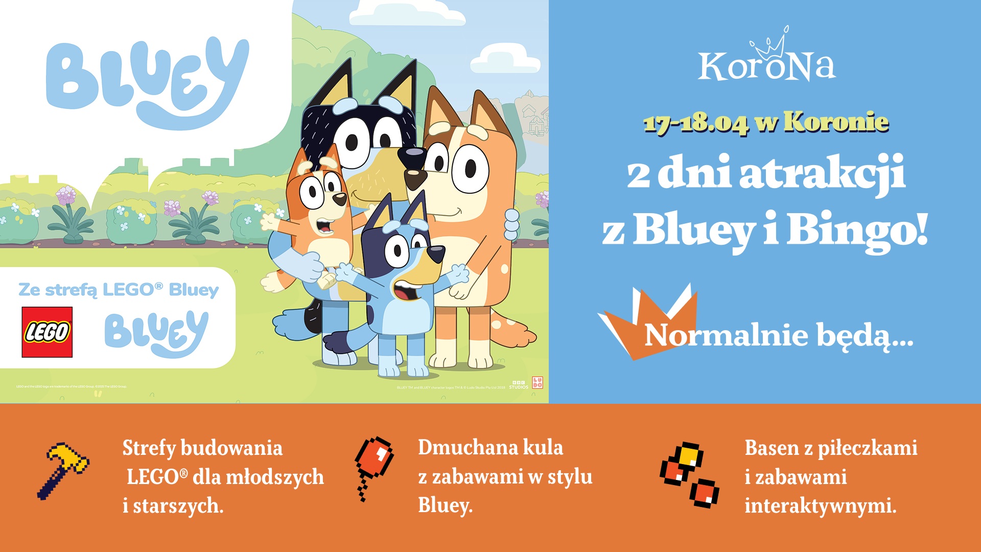 Świat Bluey i kreatywna zabawa z LEGO® opanują CH Korona