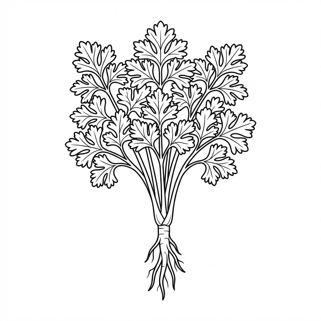 Kolorowanka Pietruszka: gotowa do druku, czarno-biała, z wyraźnymi konturami na białym tle, bez tekstu.