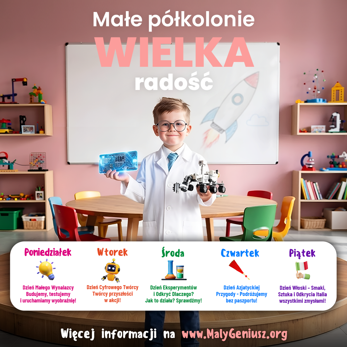 Półkolonie letnie 2026 MałyGeniusz – Warszawa, Kraków i cała Polska