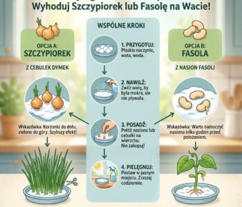Jak wyhodować szczypiorek lub fasolę na wacie?