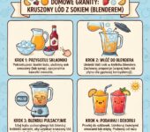 Infografika dla rodziców: jak zrobić domowe granity z soku i lodu w blenderze. Prosty przepis na pyszny, mrożony deser ...