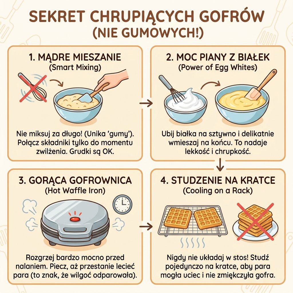Infografika dla rodziców: jak zrobić idealnie chrupiące gofry. Praktyczne wskazówki i sprawdzony przepis na pyszne śn...