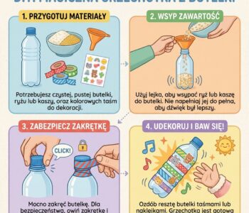 Jak zrobić grzechotkę z pustej butelki po wodzie i ryżu/kaszy?