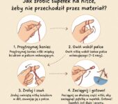 Infografika dla rodziców: instrukcja krok po kroku, jak zrobić trwały supełek na nitce, który nie przechodzi przez ma...