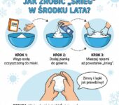 Infografika dla rodziców: Jak zrobić sztuczny śnieg z pianki do golenia i sody oczyszczonej – domowa zabawa sensorycz...