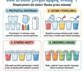 Jak zrobić „wędrującą wodę” między szklankami za pomocą ręcznika papierowego?