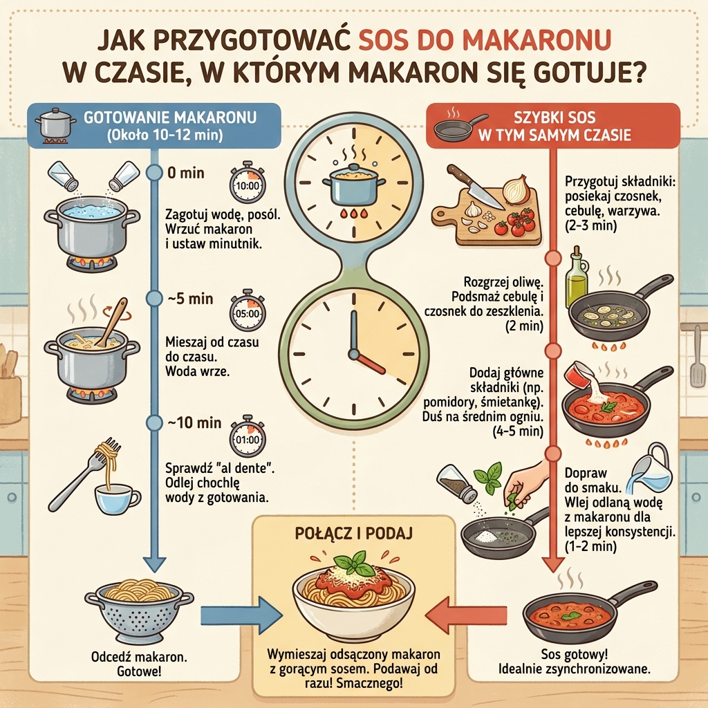 Infografika dla rodziców: jak przygotować szybki sos do makaronu w kilka minut, gdy woda wrze – sprawdzone triki i pro...