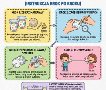 Jak zrobić telefon z dwóch kubeczków po jogurcie i sznurka?