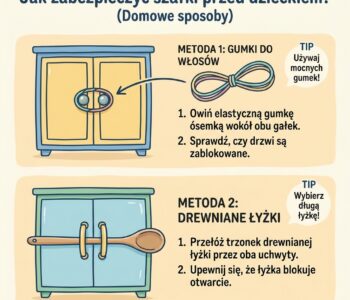 Jak zabezpieczyć szafki przed dzieckiem, używając gumek do włosów lub drewnianych łyżek?