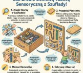 Infografika dla rodziców: jak zrobić domową tablicę sensoryczną DIY z przedmiotów codziennego użytku jak klucze, za...
