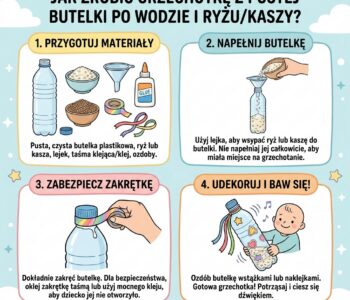 Jak zrobić grzechotkę z pustej butelki po wodzie i ryżu/kaszy?