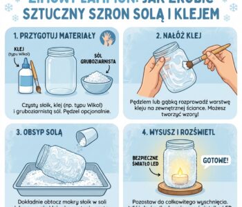 Jak zrobić sztuczny szron na słoiku (lampionie), używając soli gruboziarnistej i kleju?