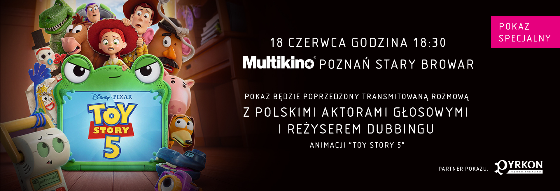 Bohaterowie Toy Story 5 spotkają się z fanami w Poznaniu. Wyjątkowy pokaz specjalny w Multikinie Stary Browar