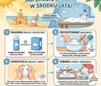 Jak zrobić „śnieg” w środku lata z pianki do golenia i sody?