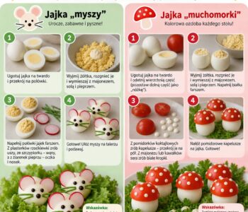 Jak zrobić jajka „myszy” lub „muchomorki”?